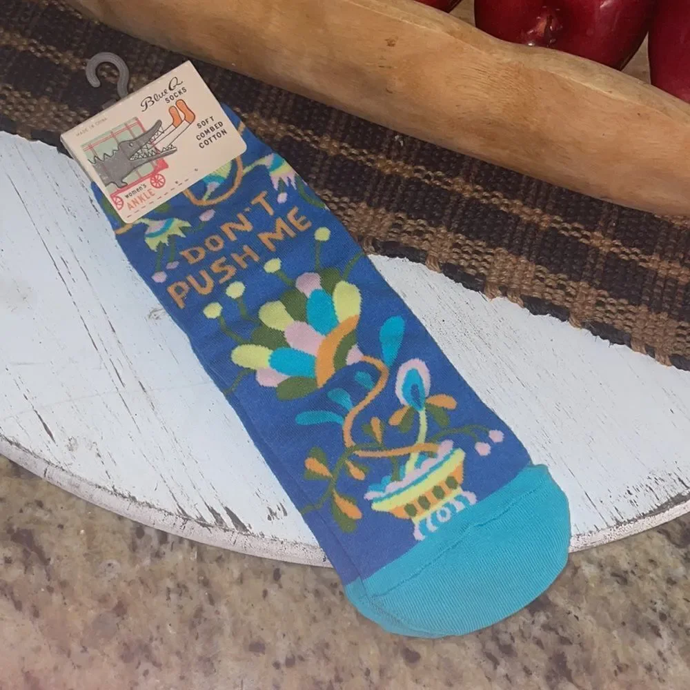 NWT Blue Q “Don’t Push Me” ankle socks